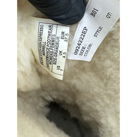 Womens MERRELL Encore Stitch High Espresso Suede Shearling Lined Boots S… - Picture 8 of 8